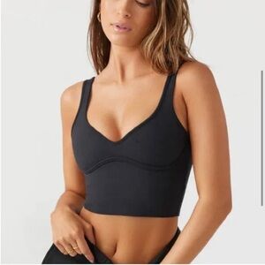 Joah Brown Contour Crop Tank Suede Onyx S/M